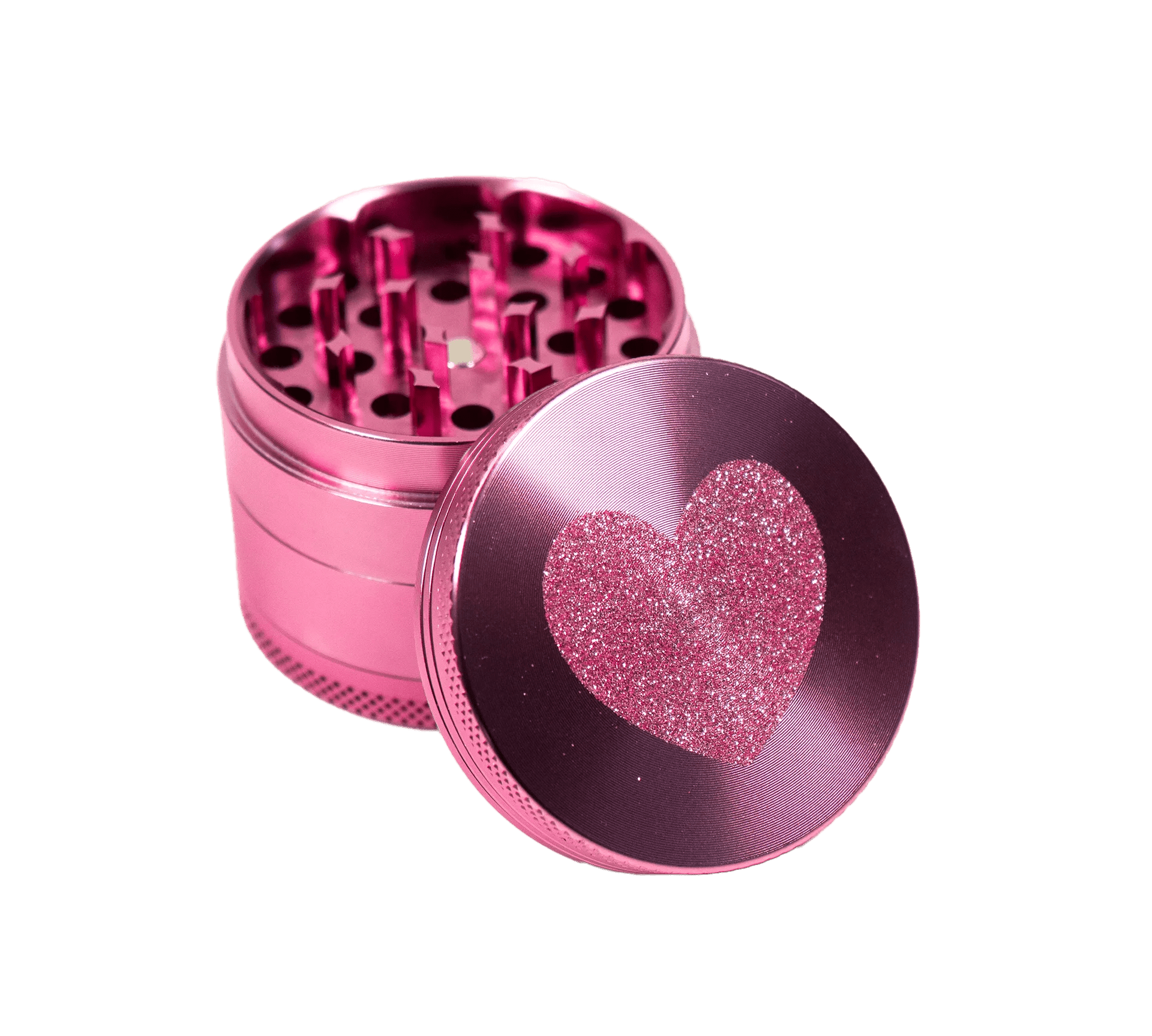 Moledor Aluminio Corazón 50 mm 4 partes - BaePinkMoledor