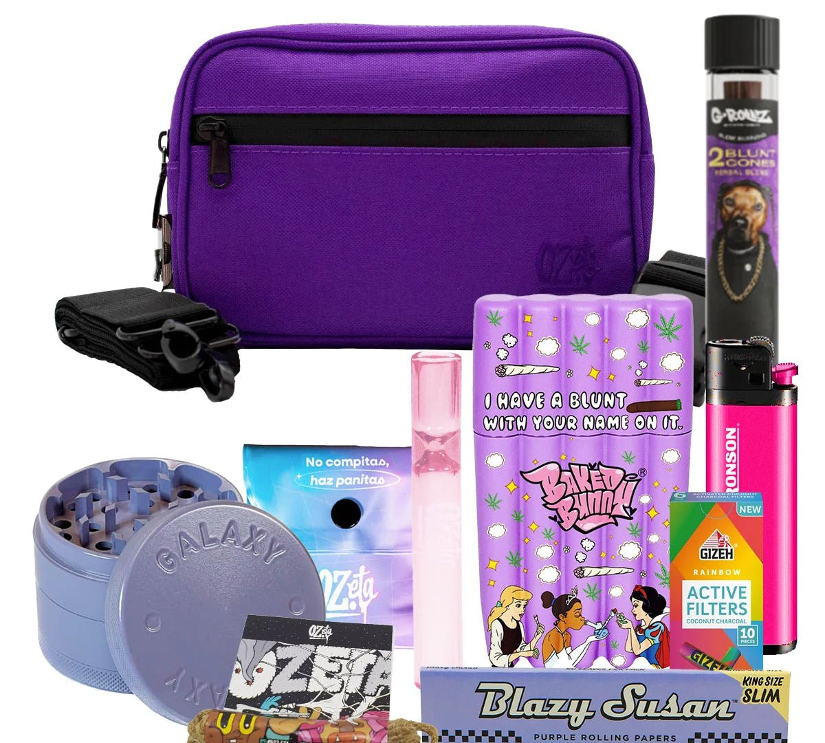 Pack Bolso Morado + Moledor Cerámico + Papelería 🦄💜 - BaePinkPack