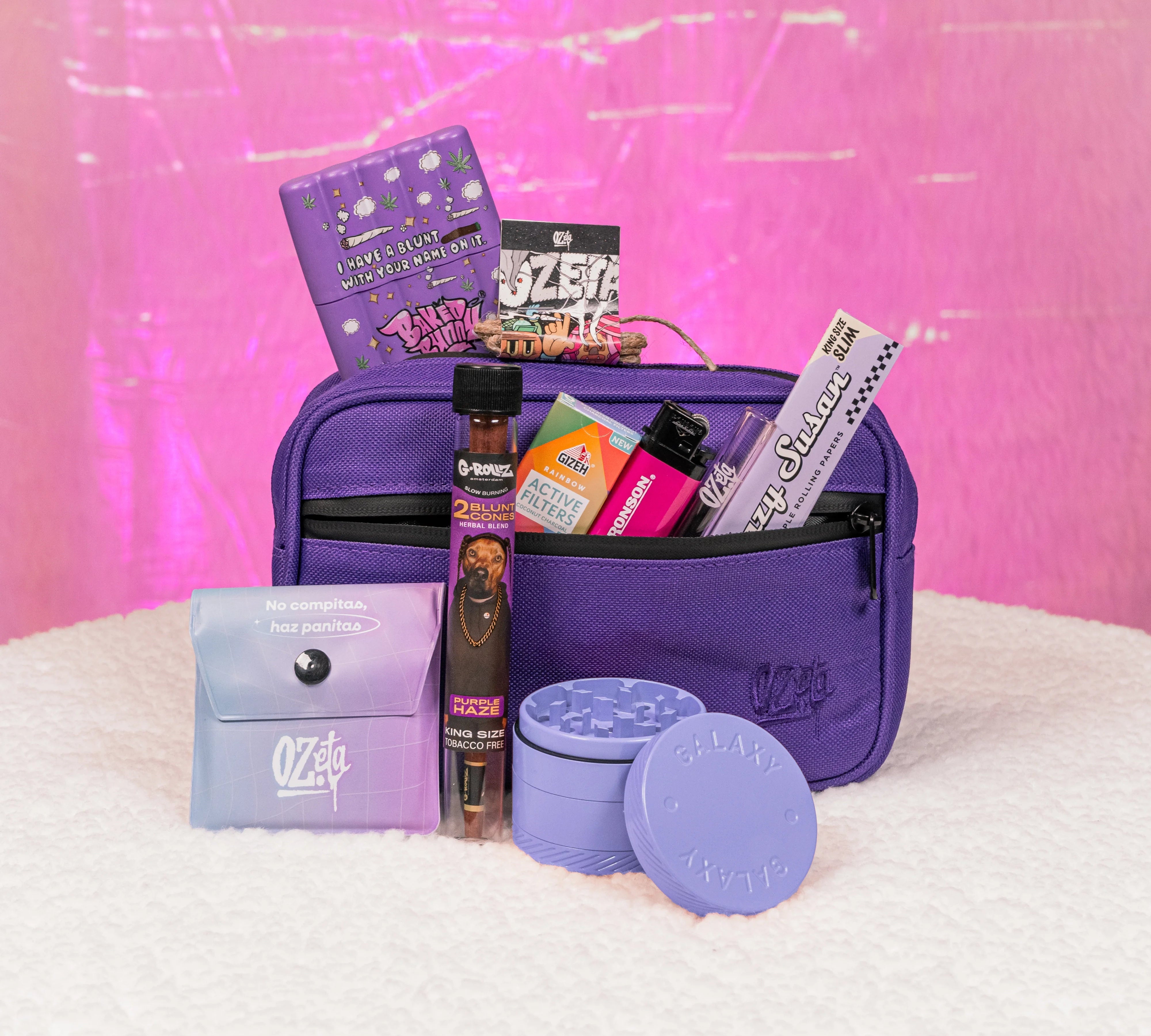 Pack Bolso Morado + Moledor Cerámico + Papelería 🦄💜 - BaePinkPack