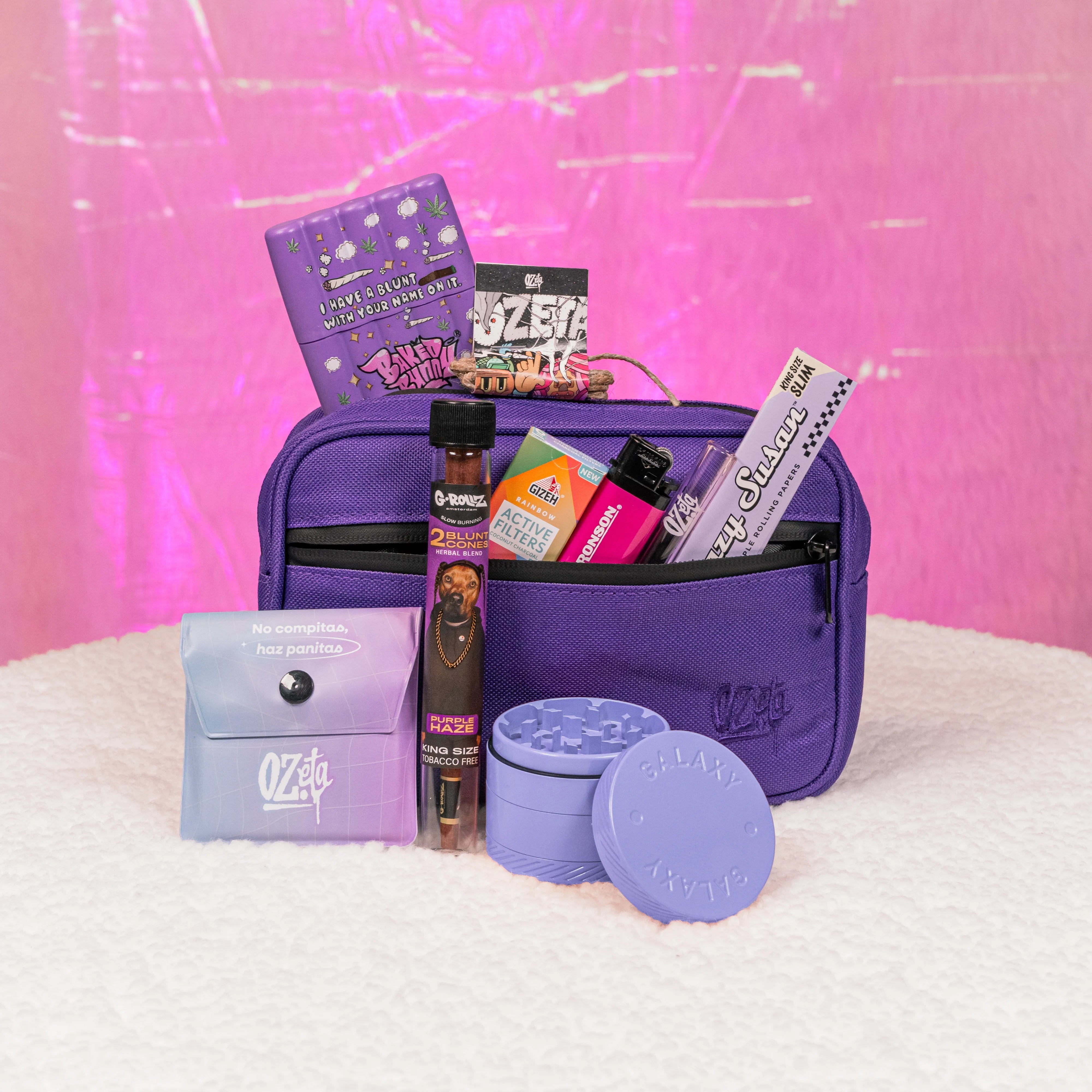 Pack Bolso Morado + Moledor Cerámico + Papelería 🦄💜 - BaePinkPack