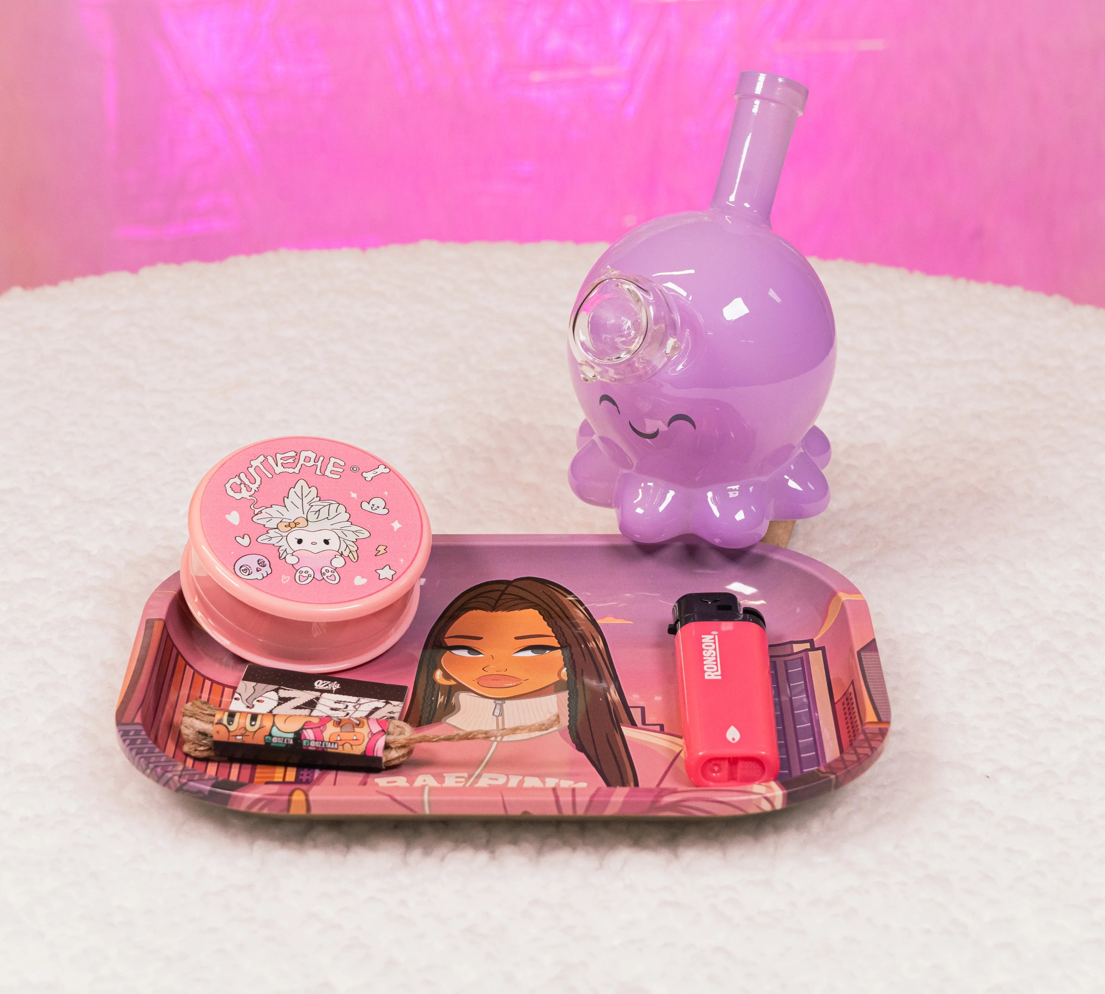 Pack Bong Pulpo + Moledor + Bandeja 🐙💗 - BaePinkPack