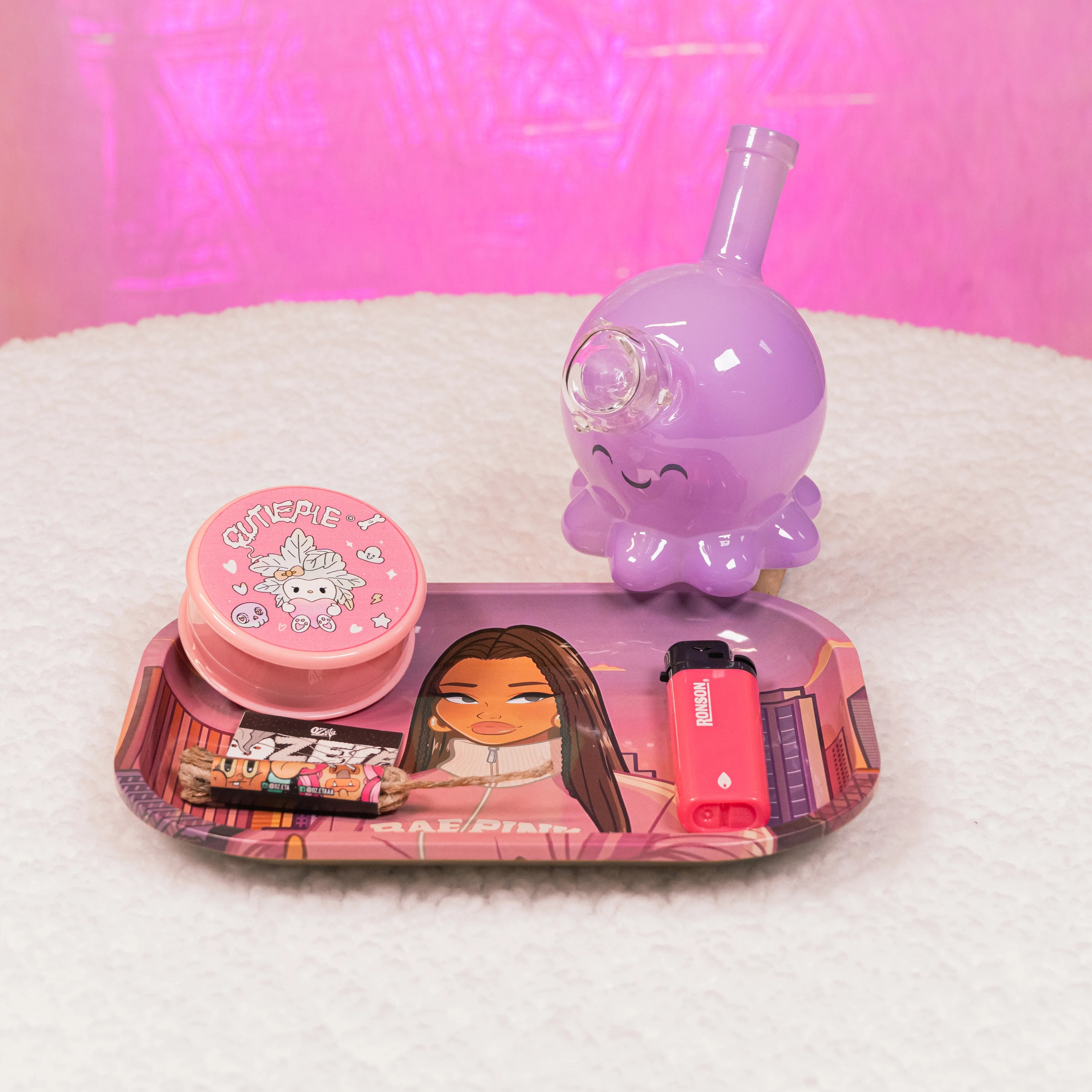 Pack Bong Pulpo + Moledor + Bandeja 🐙💗 - BaePinkPack