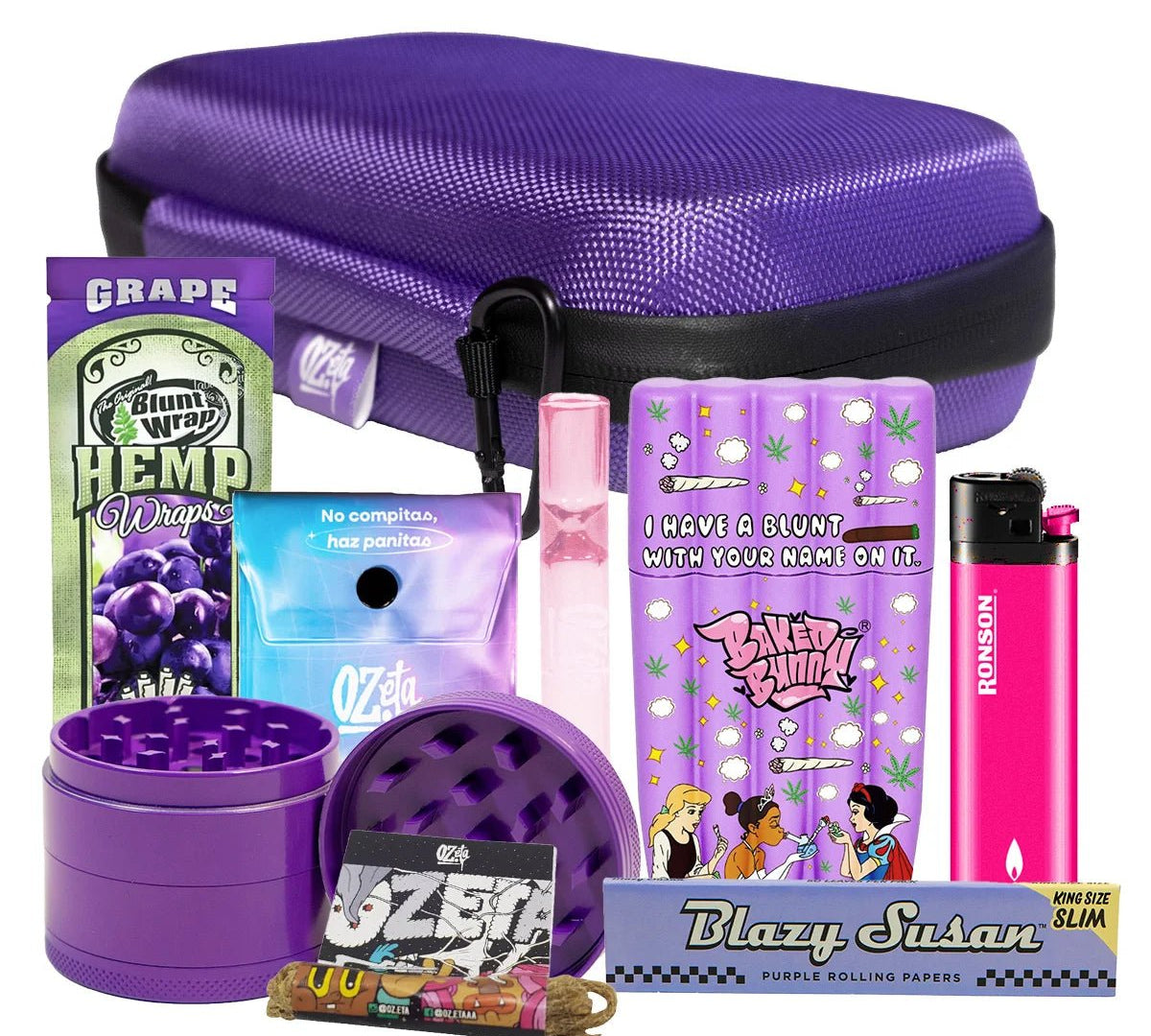 Pack Estuche Grande Morado + Moledor + Papelería 🪻💜 - BaePinkPack