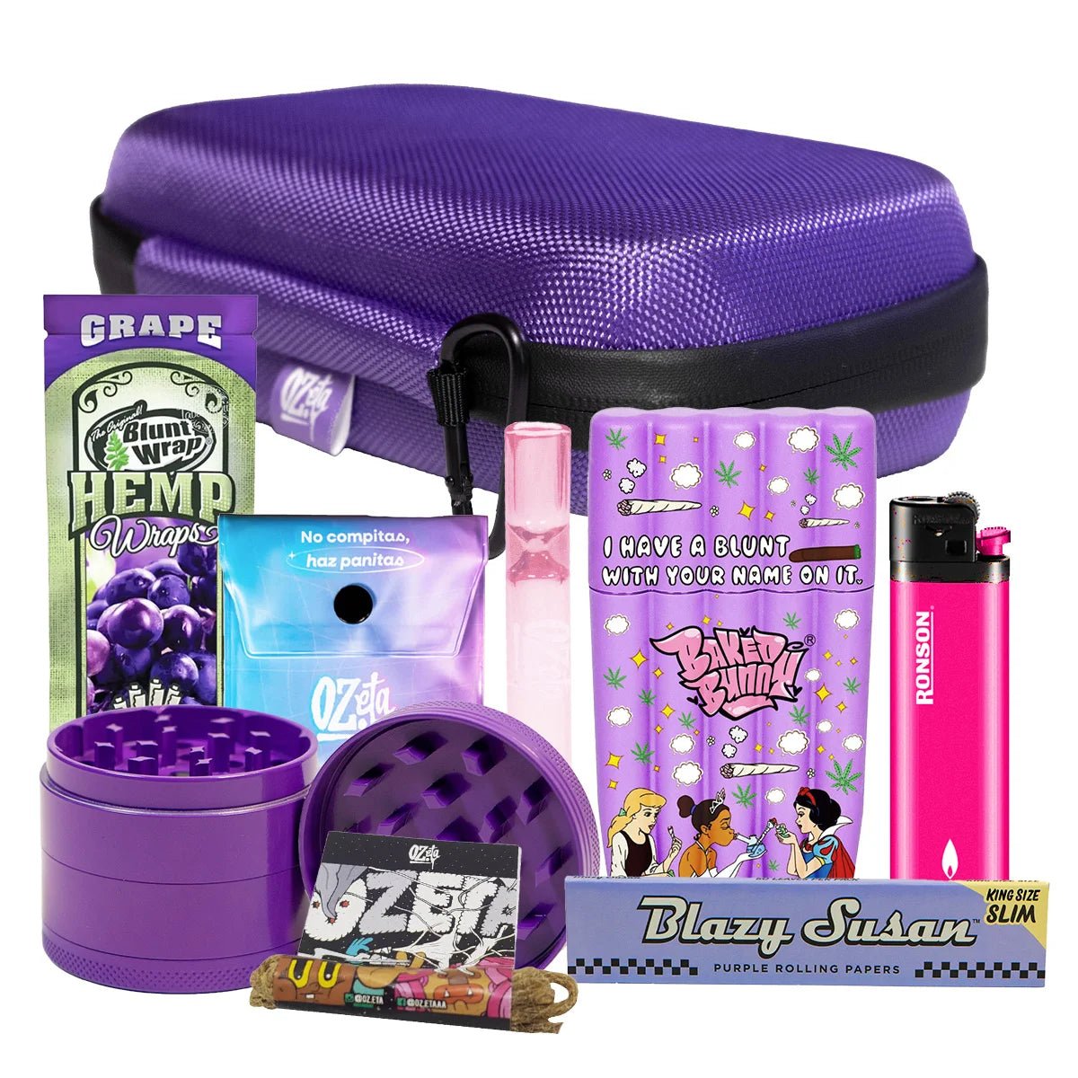 Pack Estuche Grande Morado + Moledor + Papelería 🪻💜 - BaePinkPack