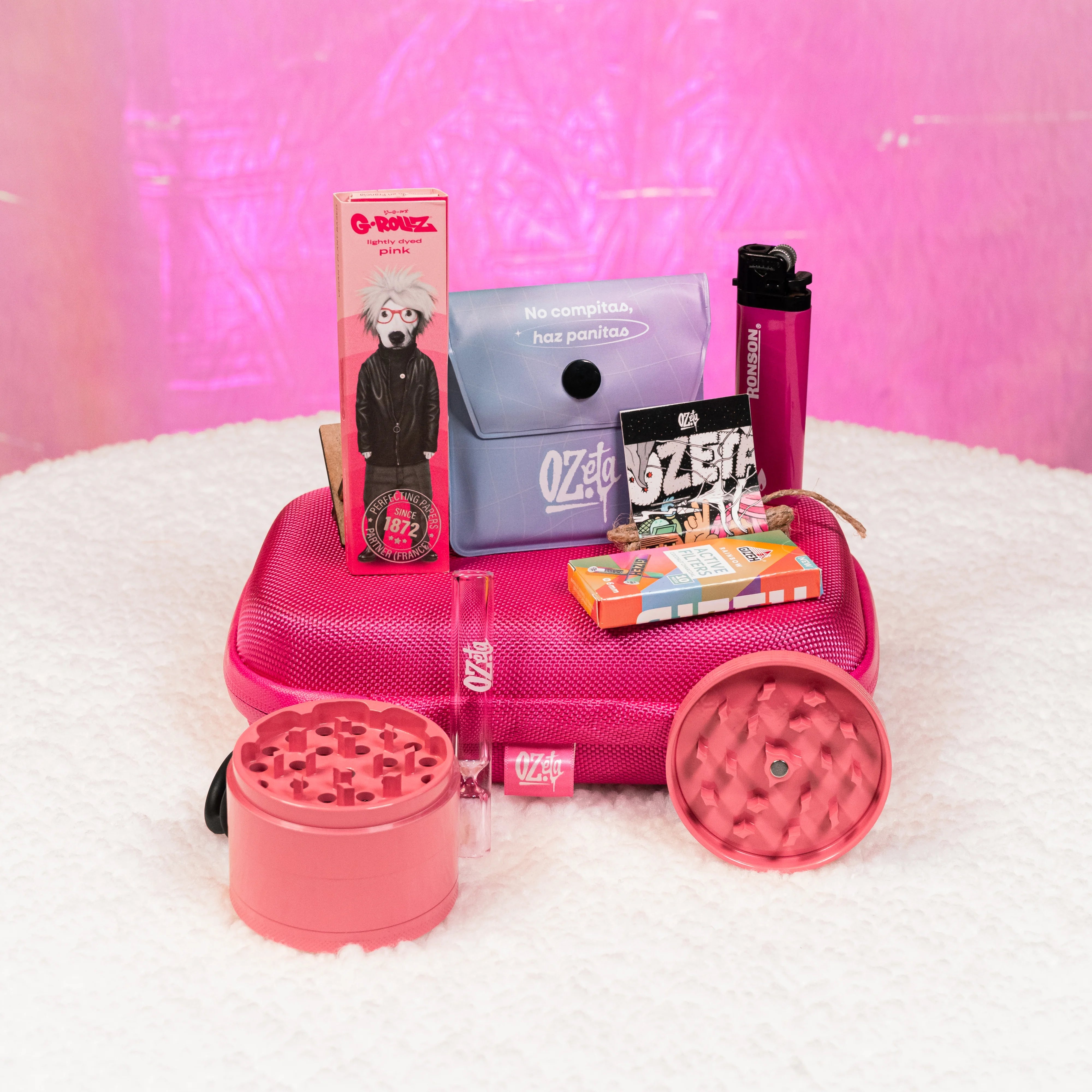 Pack Estuche Grande Rosado + Moledor + Papelería 💞 - BaePinkPack