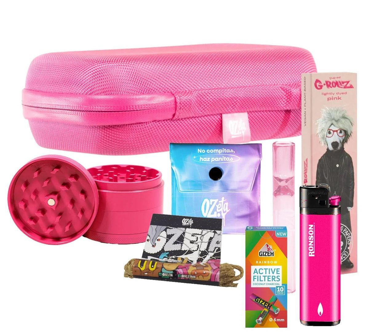 Pack Estuche Grande Rosado + Moledor + Papelería 💞 - BaePinkPack