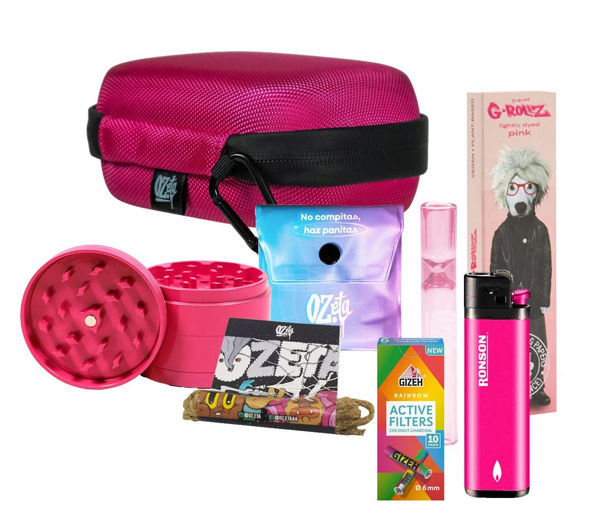 Pack Estuche Mediano Rosado + Moledor + Papelería 💞✨ - BaePinkPack