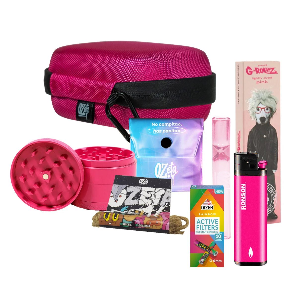 Pack Estuche Mediano Rosado + Moledor + Papelería 💞✨ - BaePinkPack