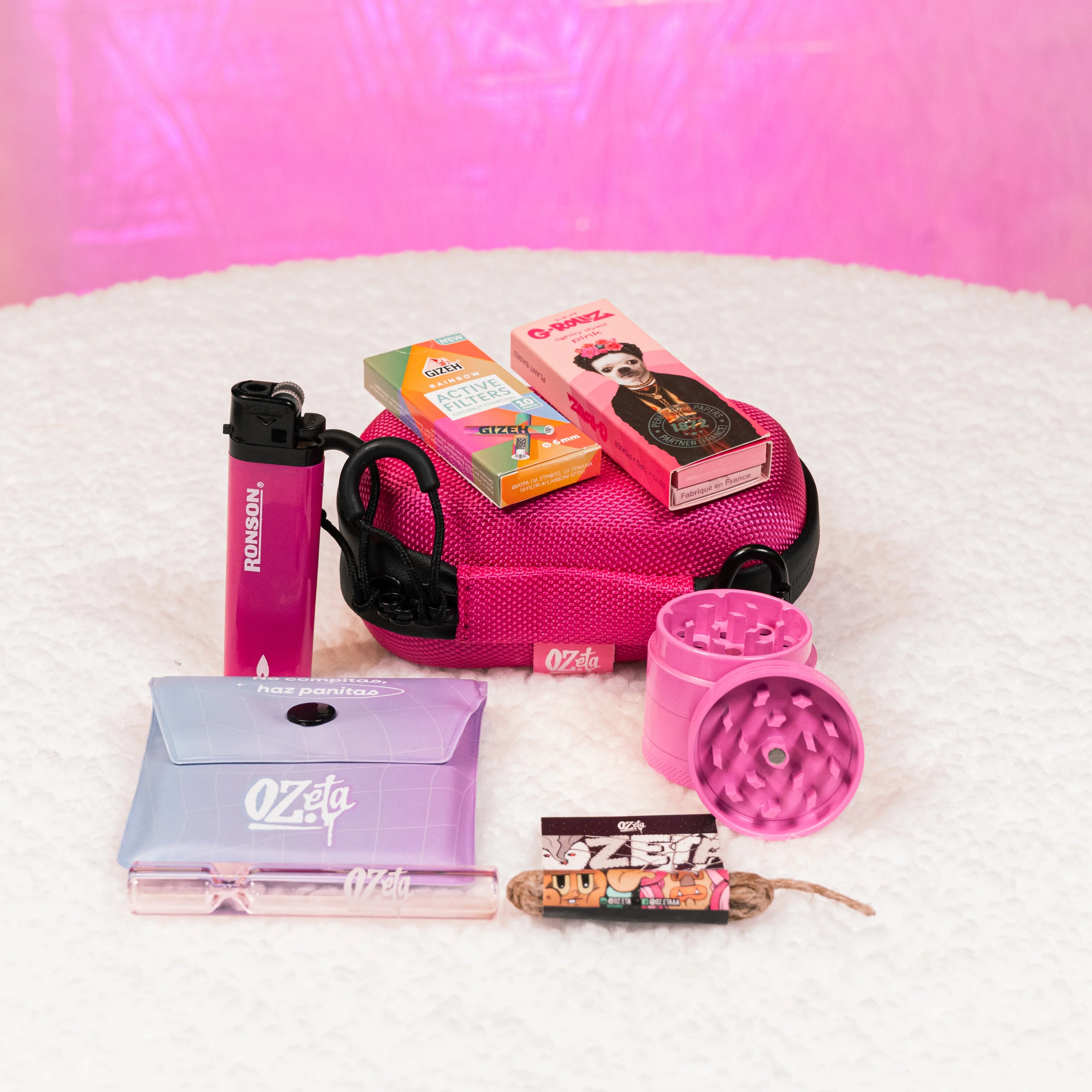 Pack Estuche Pequeño Rosado + Moledor + Papelería 💝✨ - BaePinkPack
