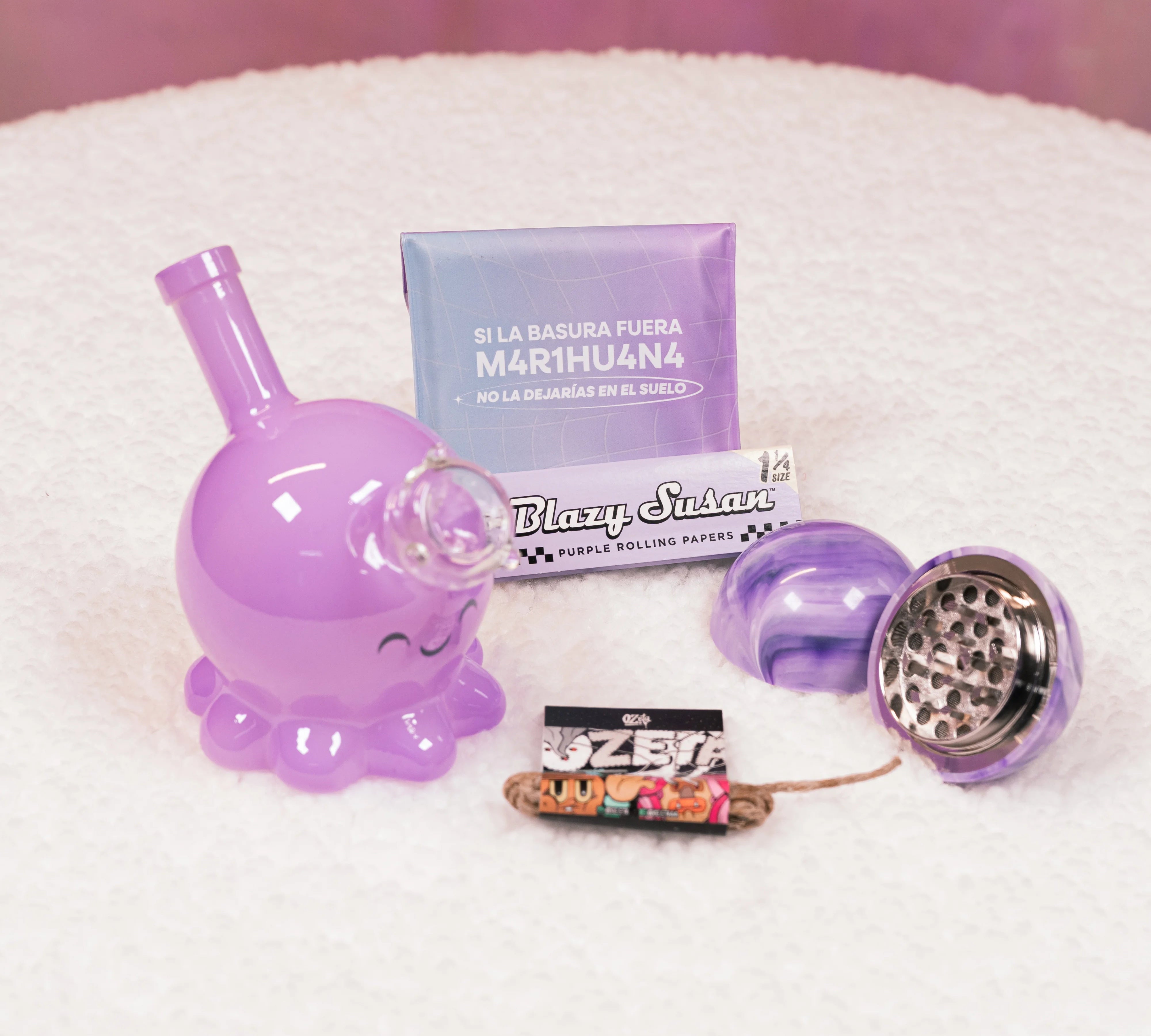 Pack Morado Bong Pulpo + Moledor Aesthetic 🔮✨ - BaePinkPack