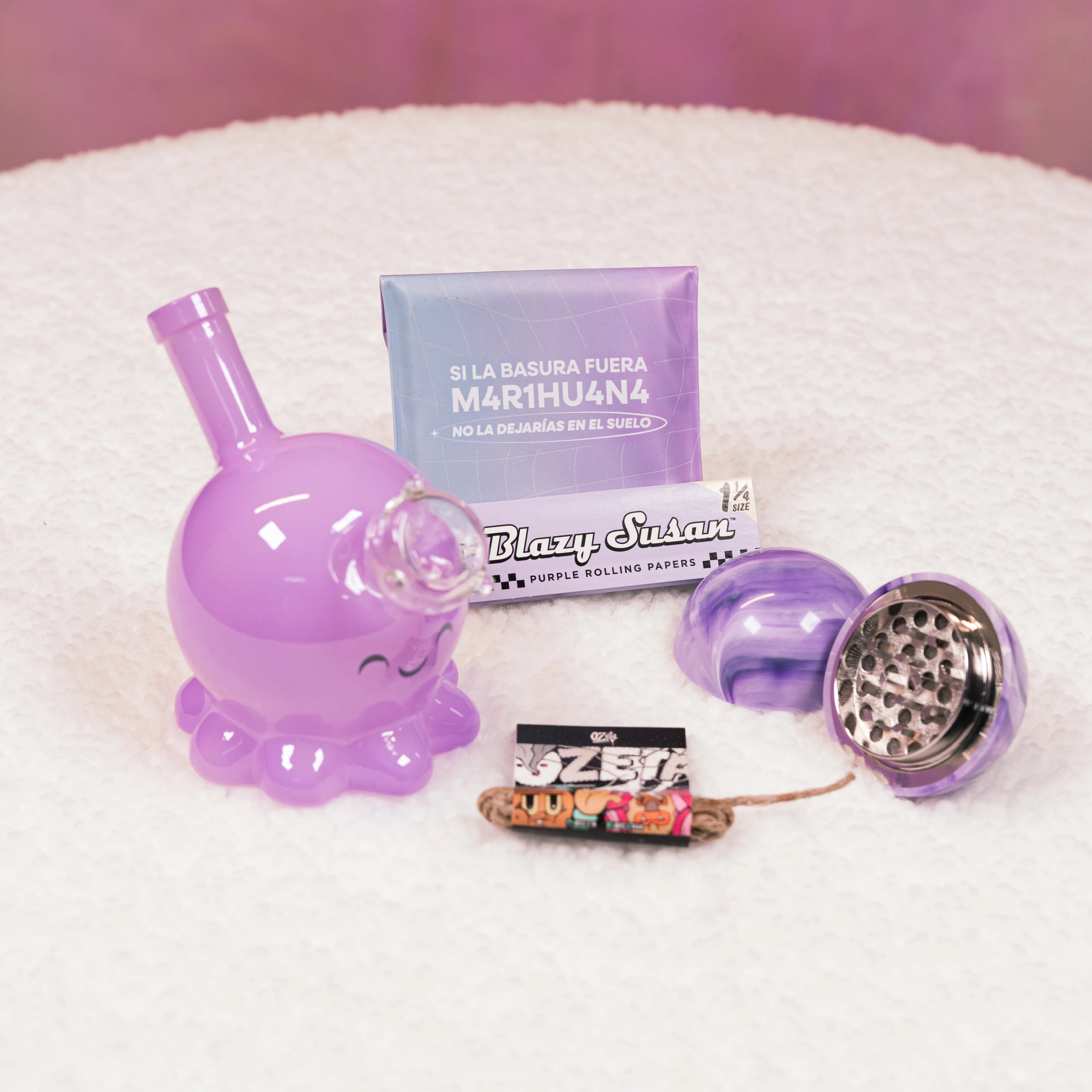Pack Morado Bong Pulpo + Moledor Aesthetic 🔮✨ - BaePinkPack
